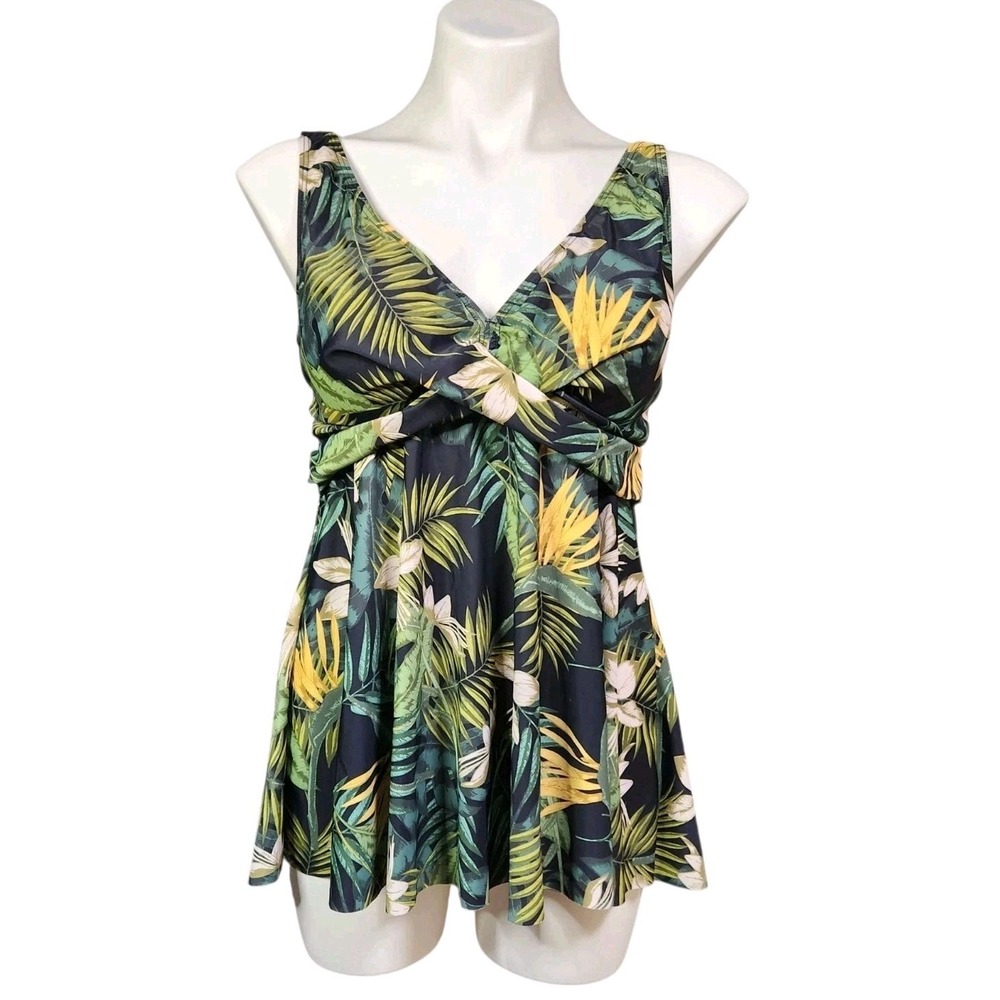Summer Mae Women's XL Tropical Floral 2 Piece Tankini Top & Bikini Bottom